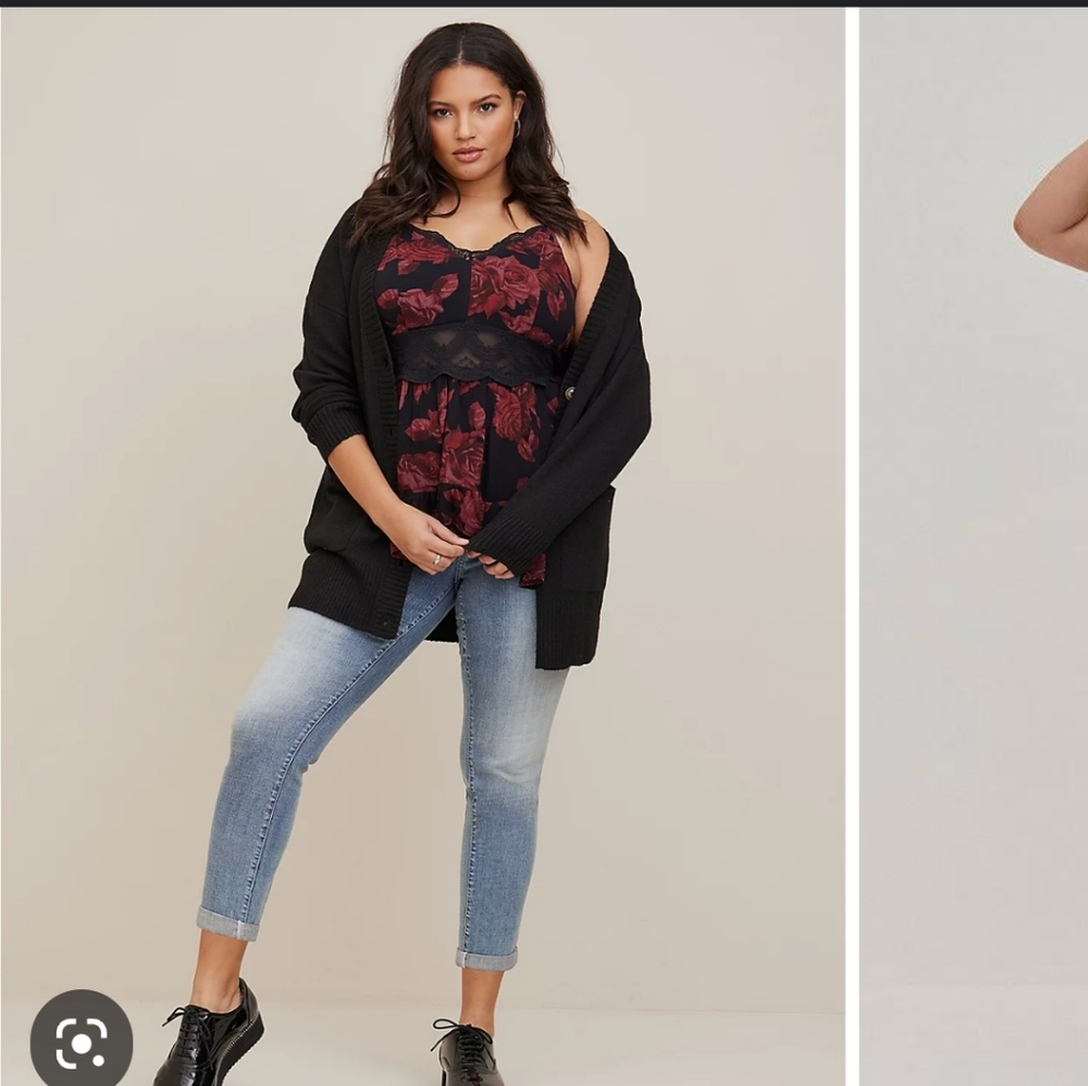 Torrid Black Gauze Lace Blouse Sz 1